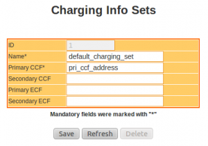 IMS Network Configuration : Charging Info Sets